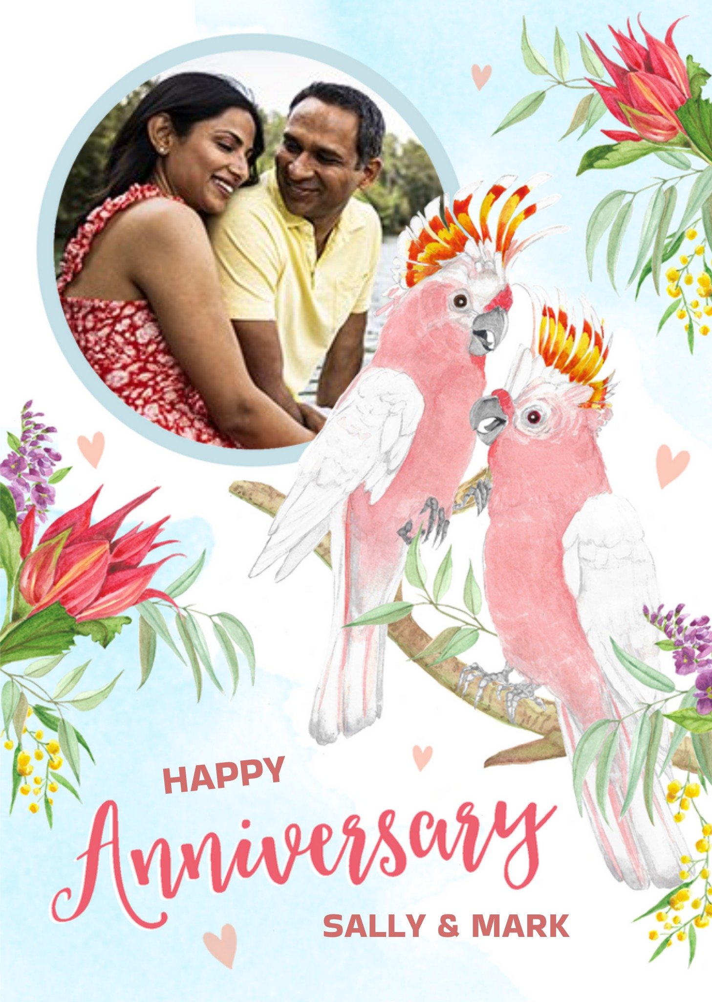 Love Hearts Ivy Cottage Studio Sundae Illustration Anniversary Couple Card, Large
