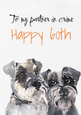 Miniature Schnauzer Dogs Watercolour Illustration Personalised Birthday Card