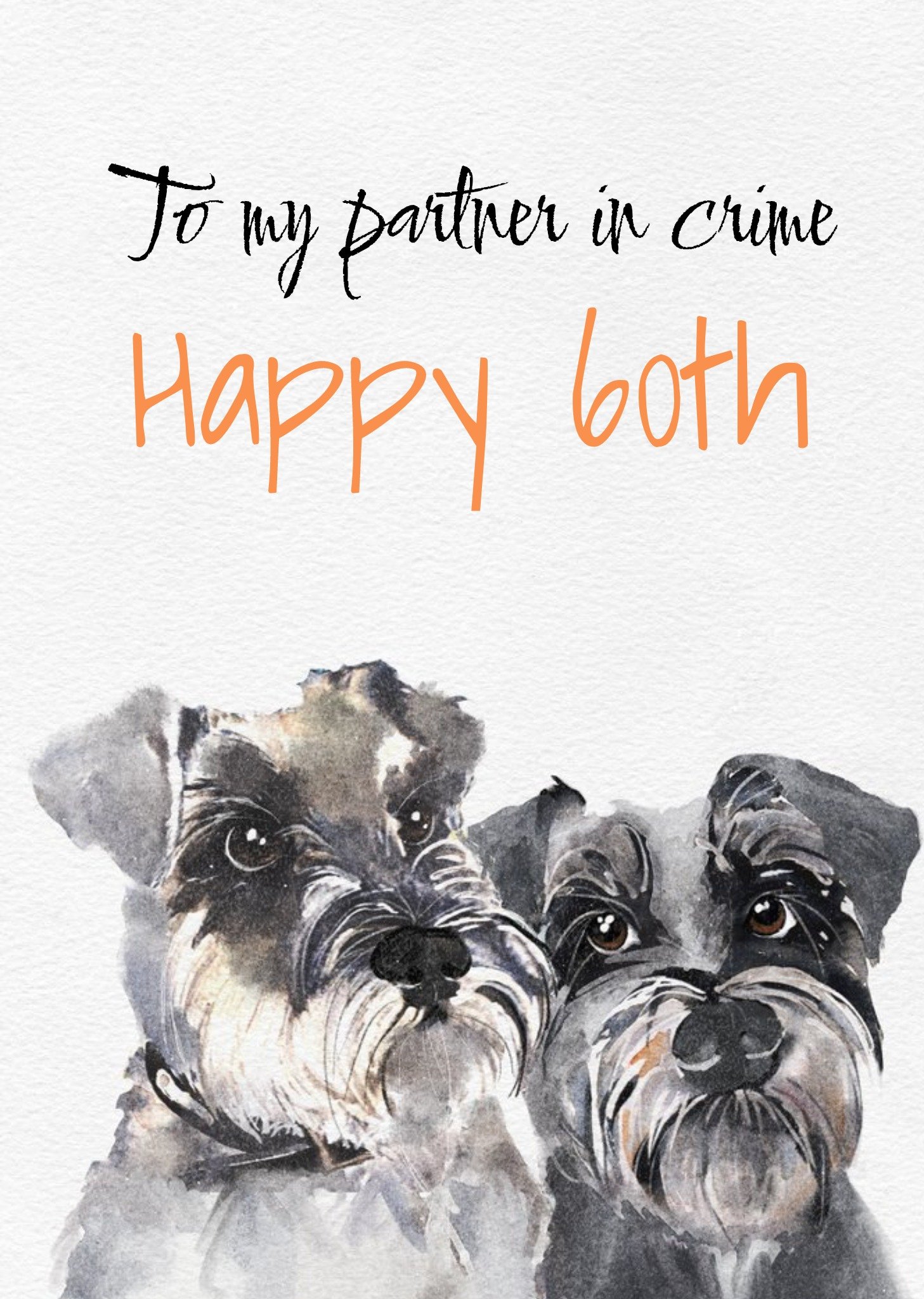 Miniature Schnauzer Dogs Watercolour Illustration Personalised Birthday Card Ecard