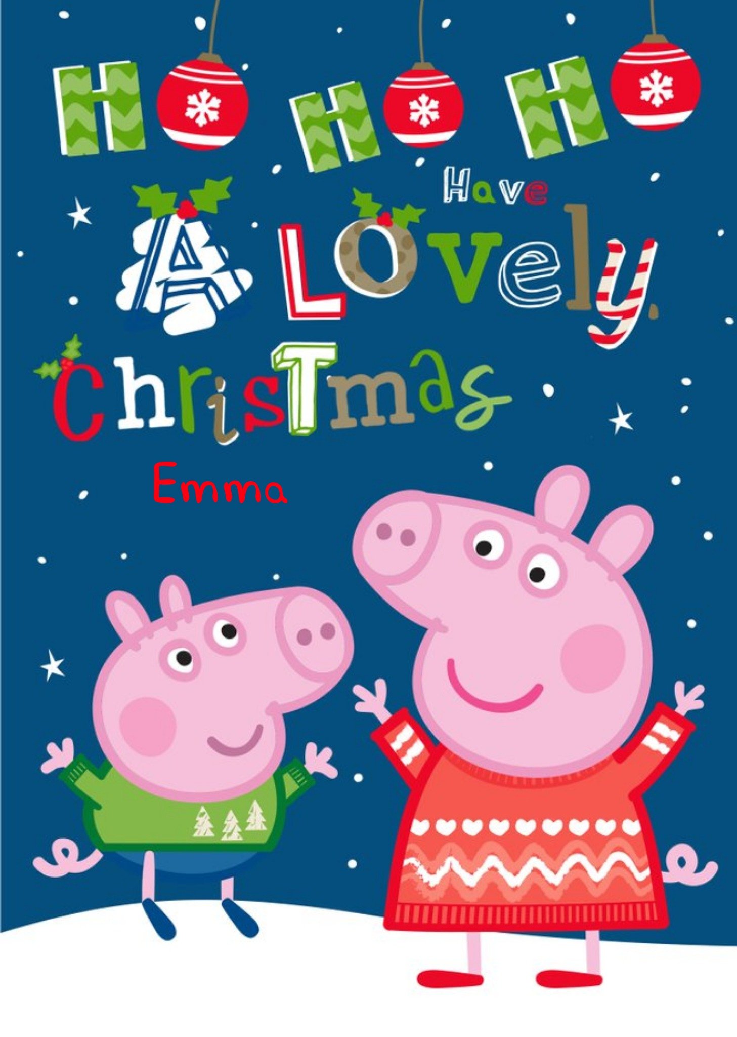 Peppa Pig Ho Ho Ho Personalised Christmas Card, Large