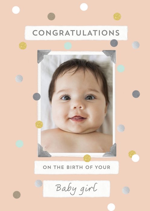New Baby Girl Photo Upload Congratulations Card