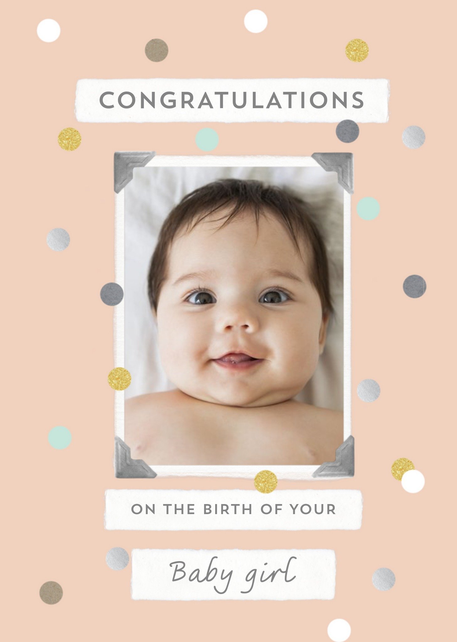 Moonpig New Baby Girl Photo Upload Congratulations Card Ecard