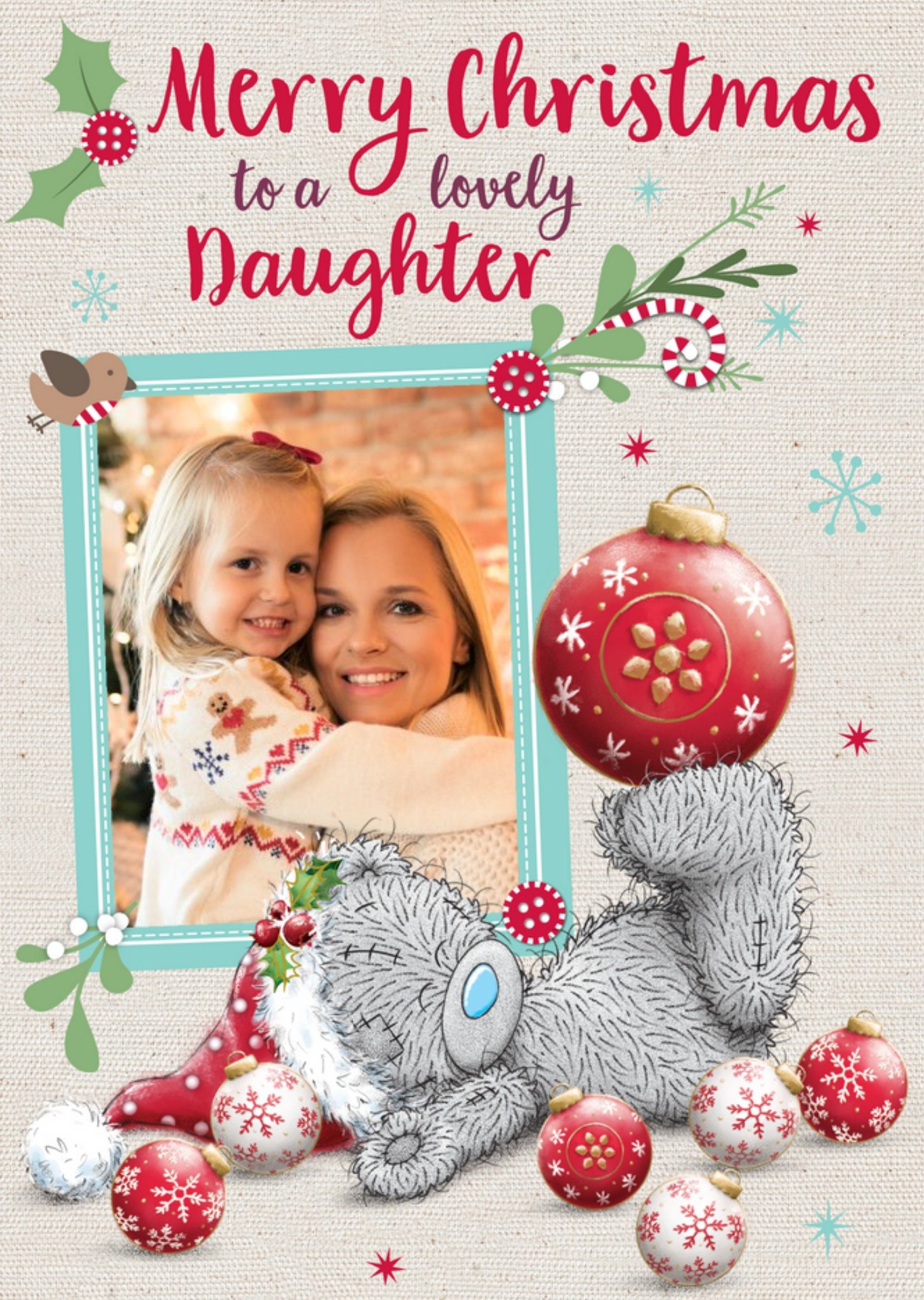 Me To You Tatty Teddy To Daughter Photo Upload Christmas Card Ecard