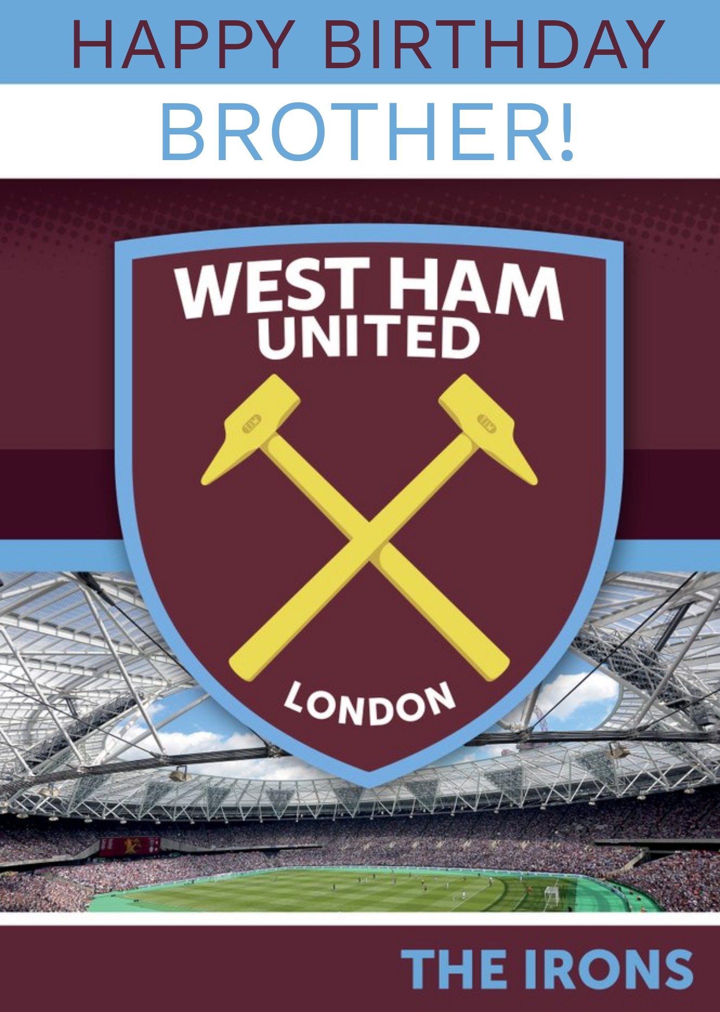 West Ham United Brother Birthday Card, Large