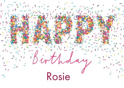 Typography Made Up Of Colourful Sprinkles Birthday Card