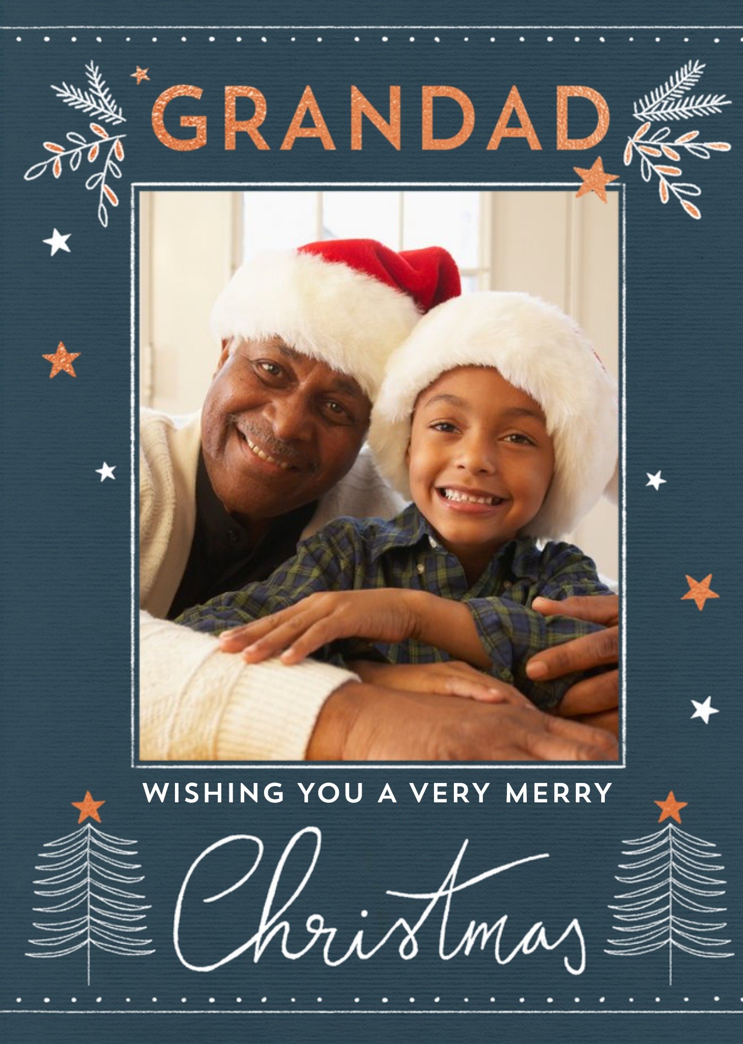 Moonpig Photo Upload Christmas Card For Grandad, Large