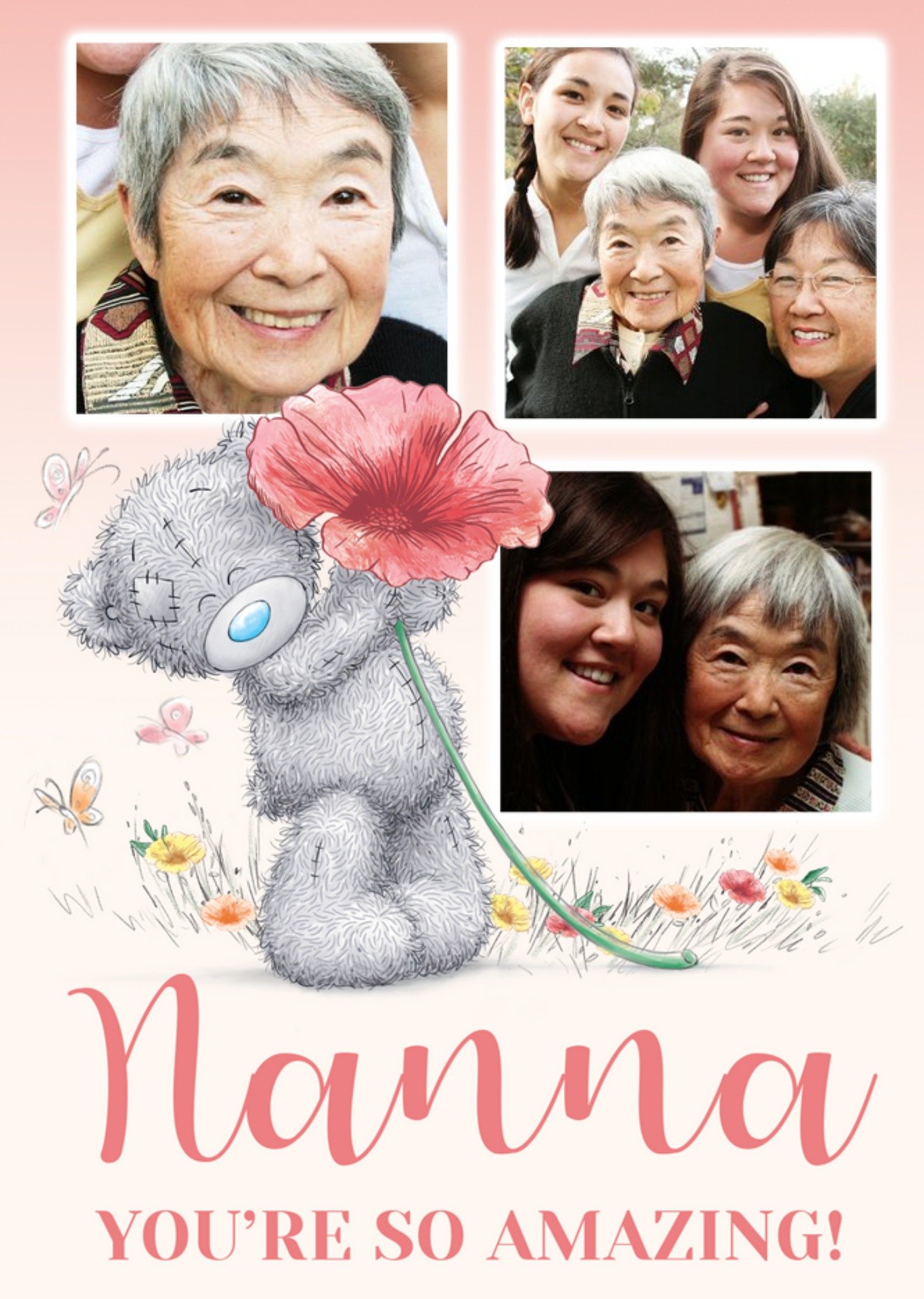 Me To You Tatty Teddy Amazing Nanna 3 Photo Upload Mother's Day Card