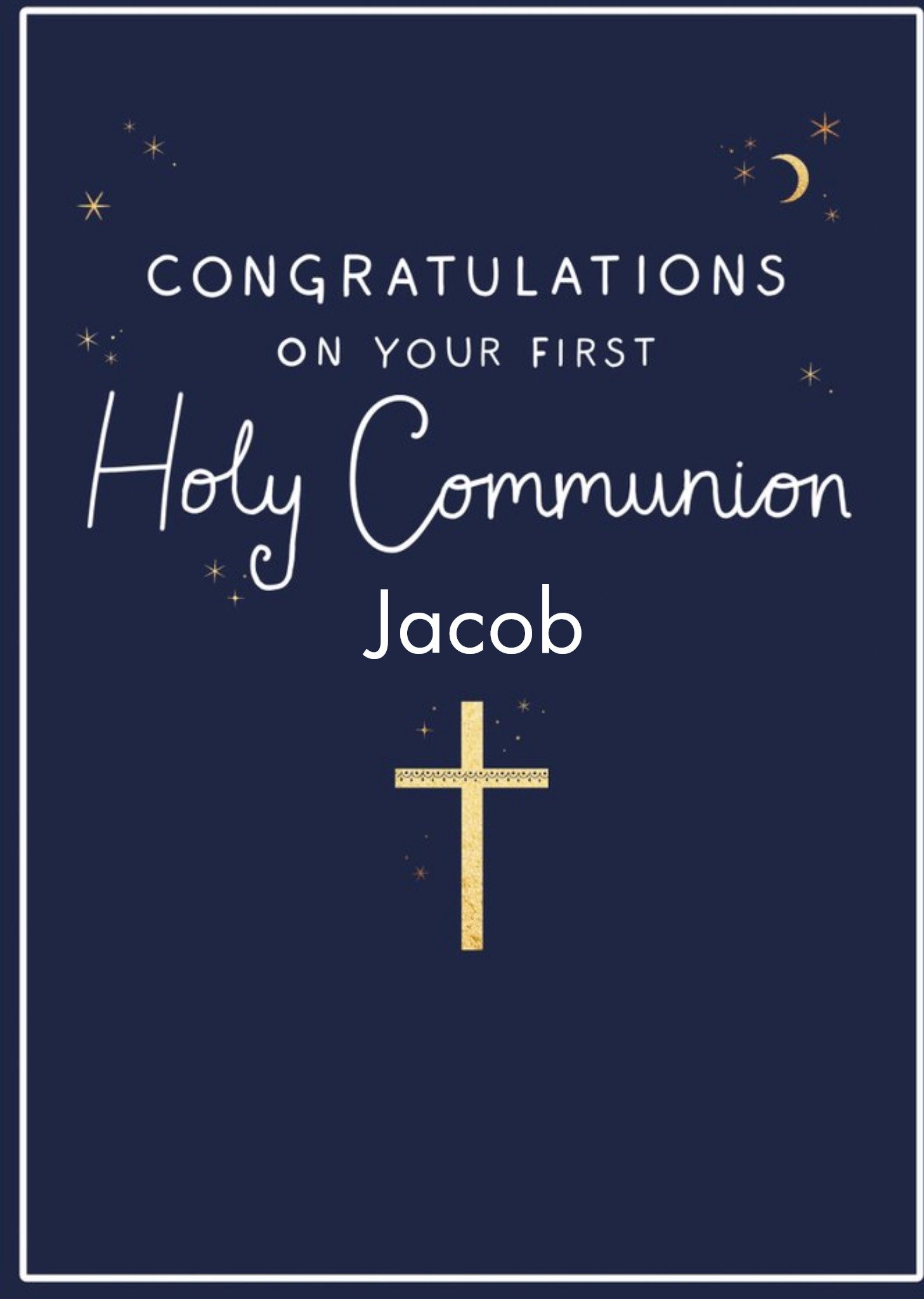 Clintons Simple Typographic Customisable First Holy Communion Card