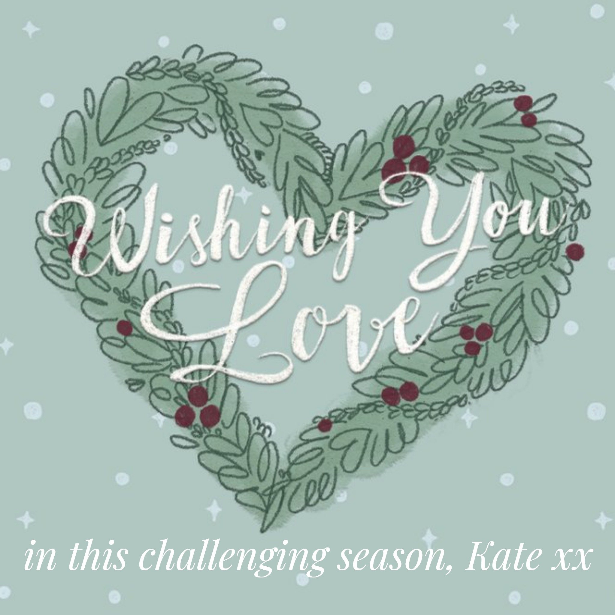 Wishing You Love Love Heart Christmas Reef Card, Square