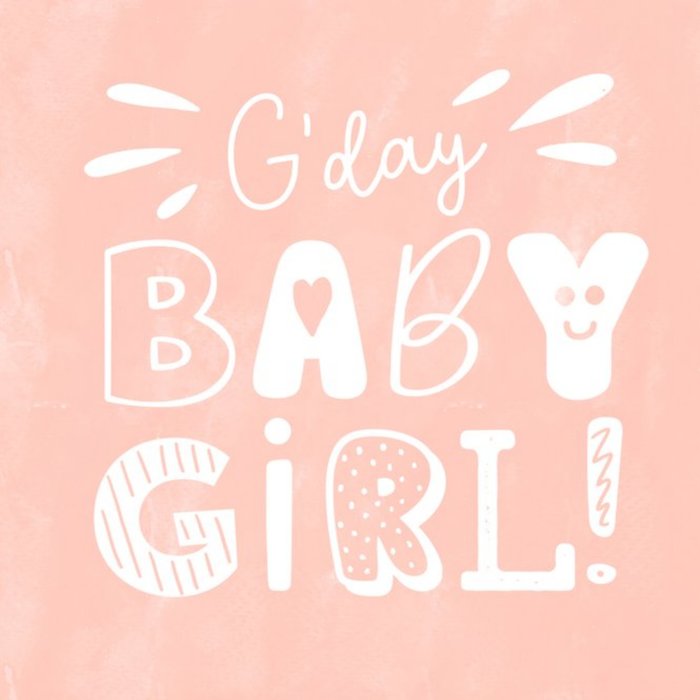 Cat MacInnes Cute Illustrated Typographic New Baby Girl Card
