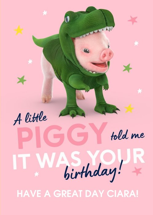 Moonpigs dinosaur A Little Piggy Birthday Card