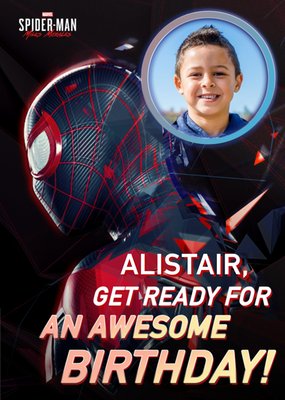 Marvel Spiderman Miles Morales Awesome Birthday Photo Upload Card