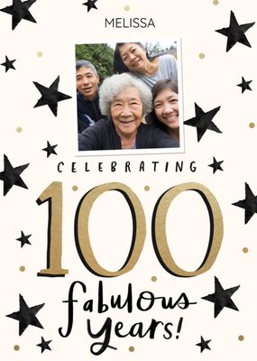 Photo Upload 100 Fabulous Years Birthday Card  