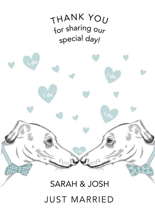 Dotty Dog Art Dogs Car Thankyou Wedding Card