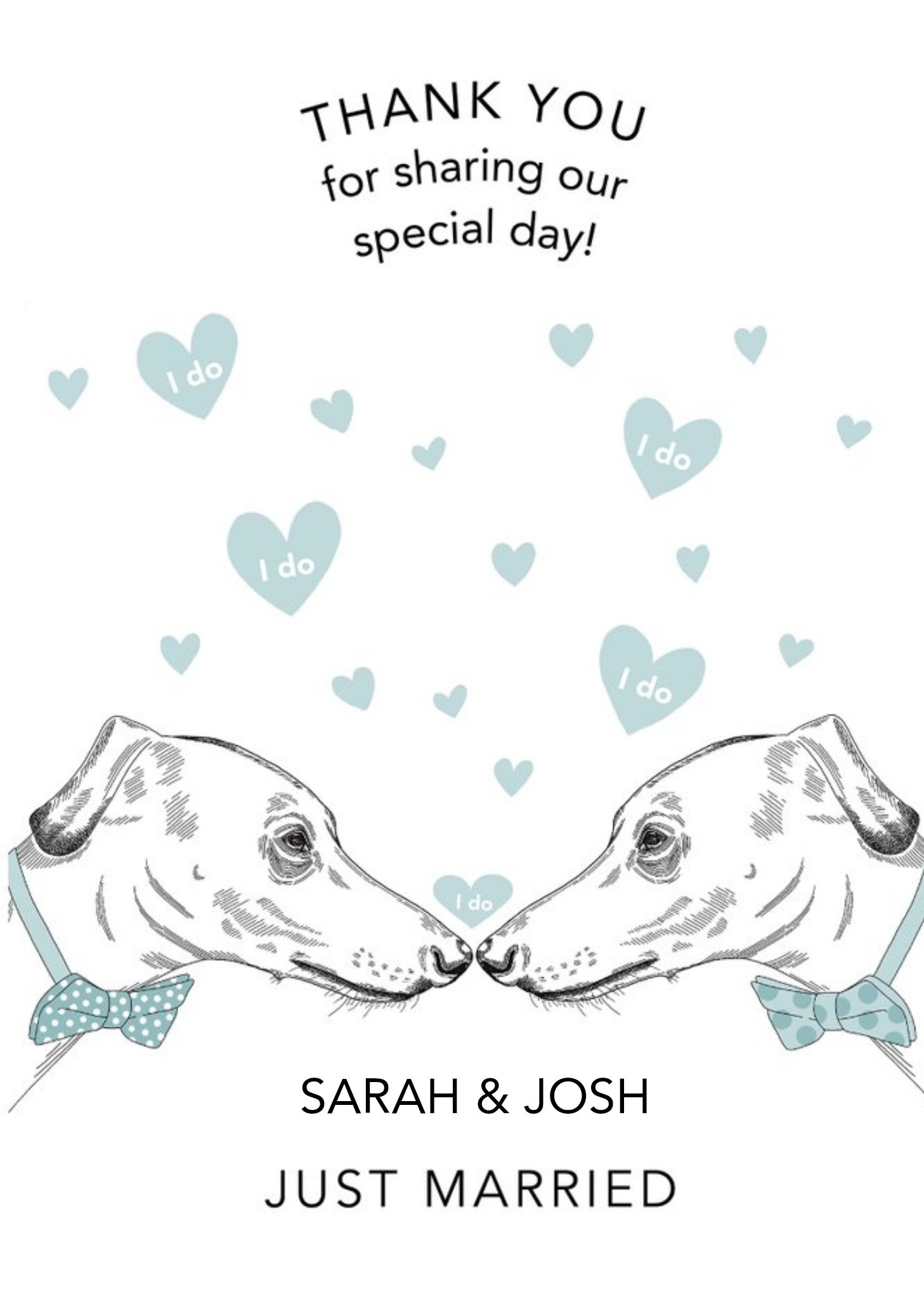 Moonpig Dotty Dog Art Dogs Car Thankyou Wedding Card Ecard