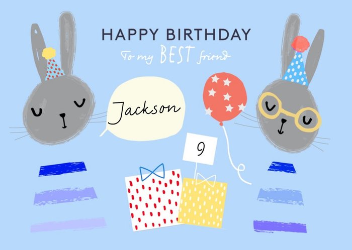 Party Oclock Best Friend Blue Birthday Card