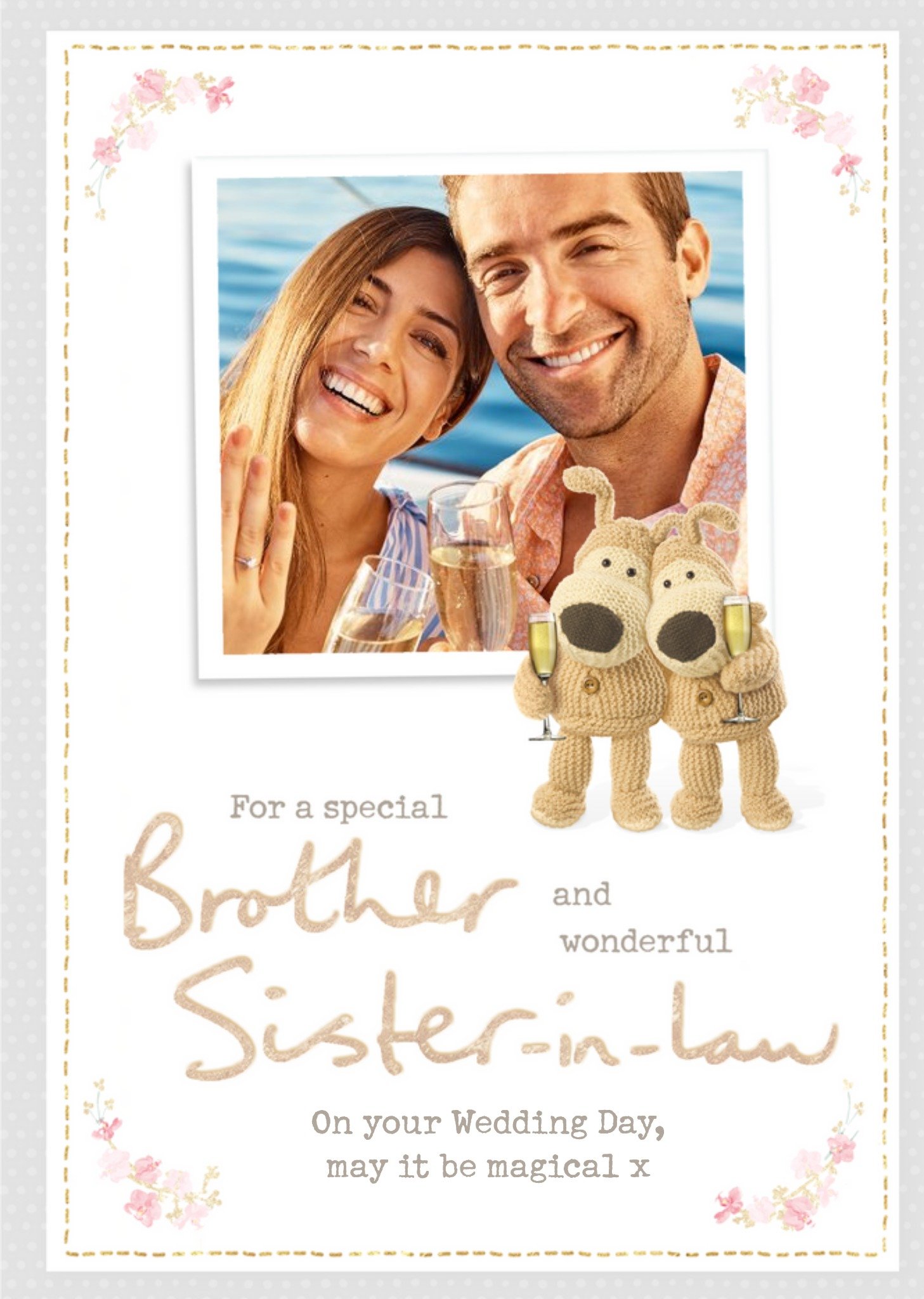 Boofle Wedding Day Photo Upload Card For A Special Brother And Wonderful Sister In Law, Large