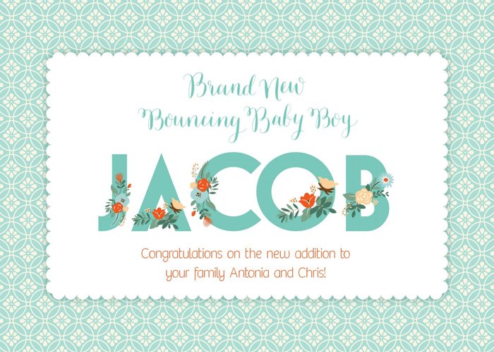 Brand New Bouncing Baby Boy Postcard