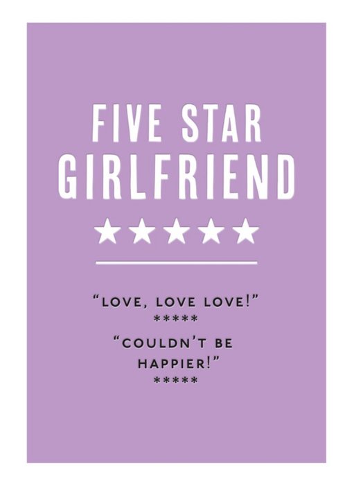 Mungo And Shoddy Type Things Five Star Girlfriend Card
