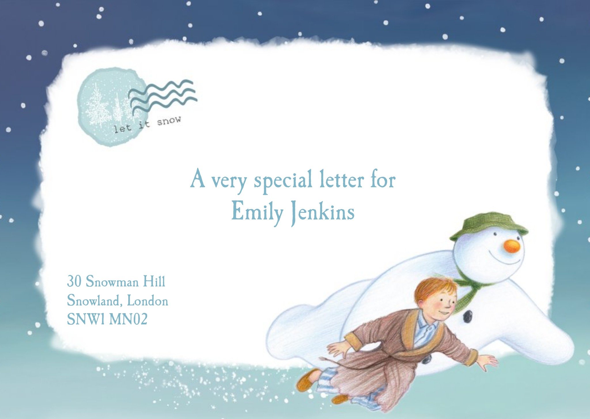 Personalised Letter From The Snowman Christmas Card Ecard