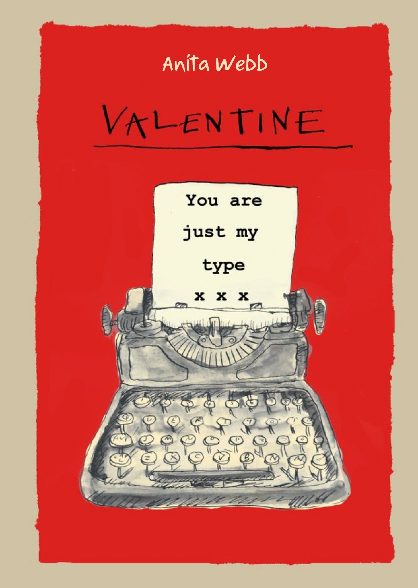 You Are Just My Type Pun Typewriter Valentines Day Card Ecard