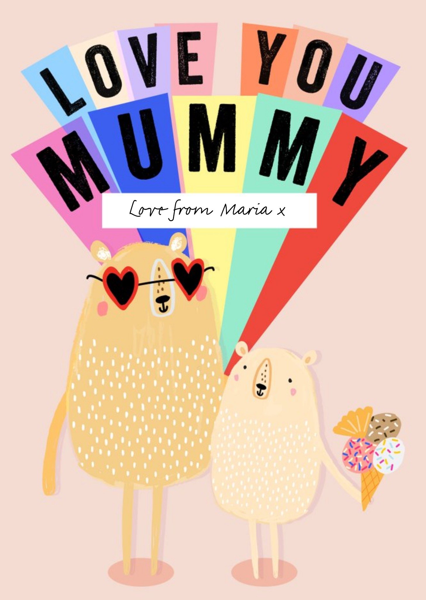Moonpig Love You Mummy Personalised Card, Large