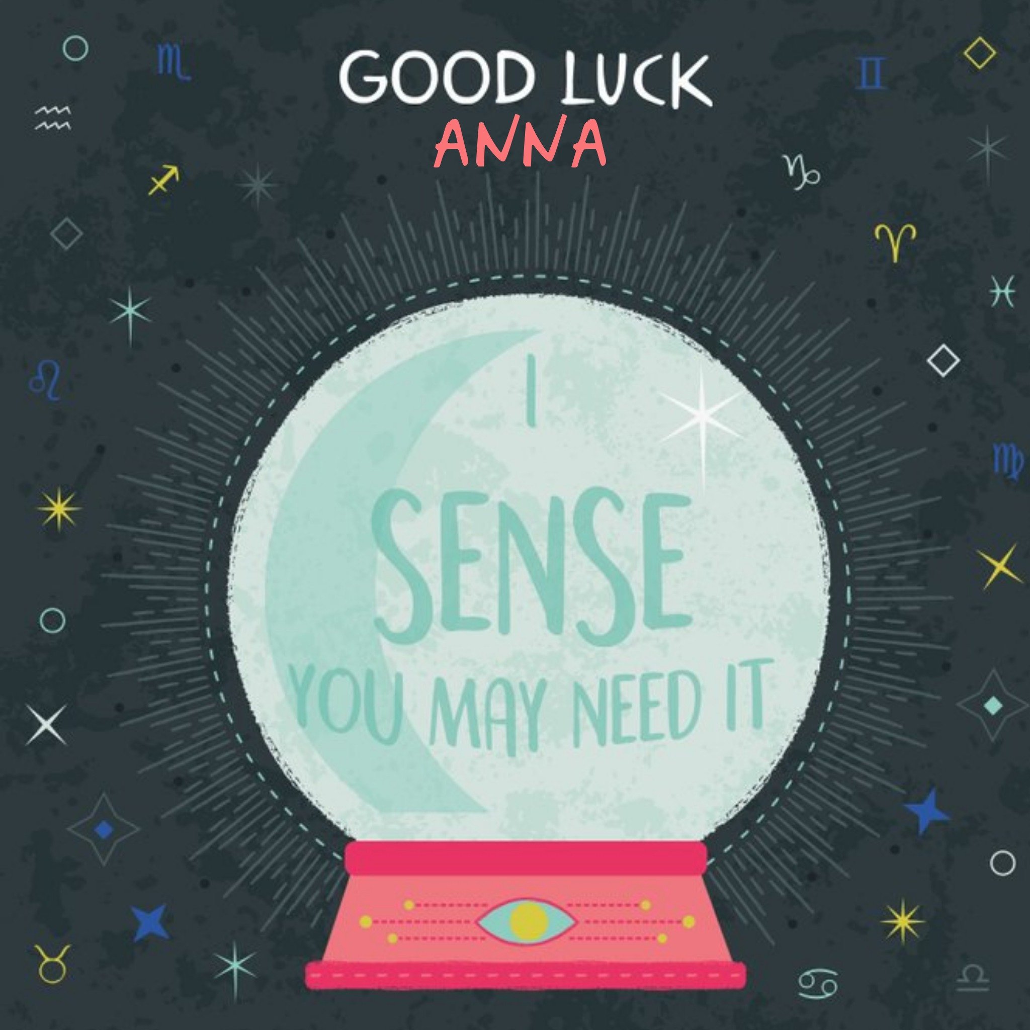 Good Luck Card - Crystal Ball, Square