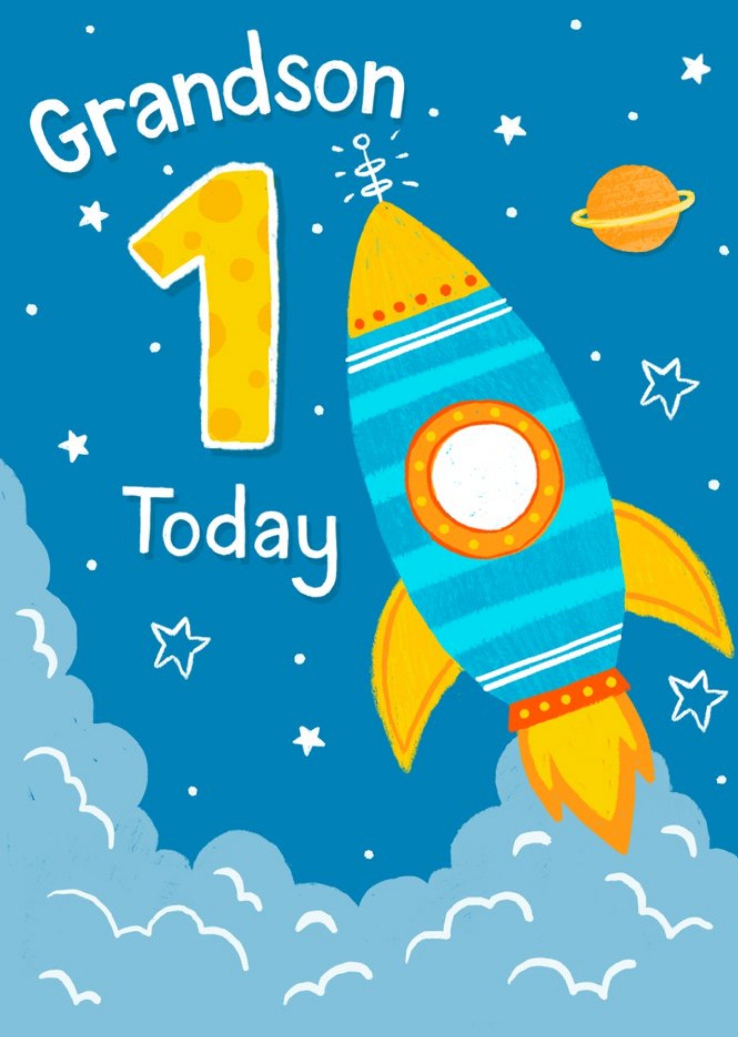 Moonpig Cute Illustration Space Rocket Grandons 1 Today, Large Card