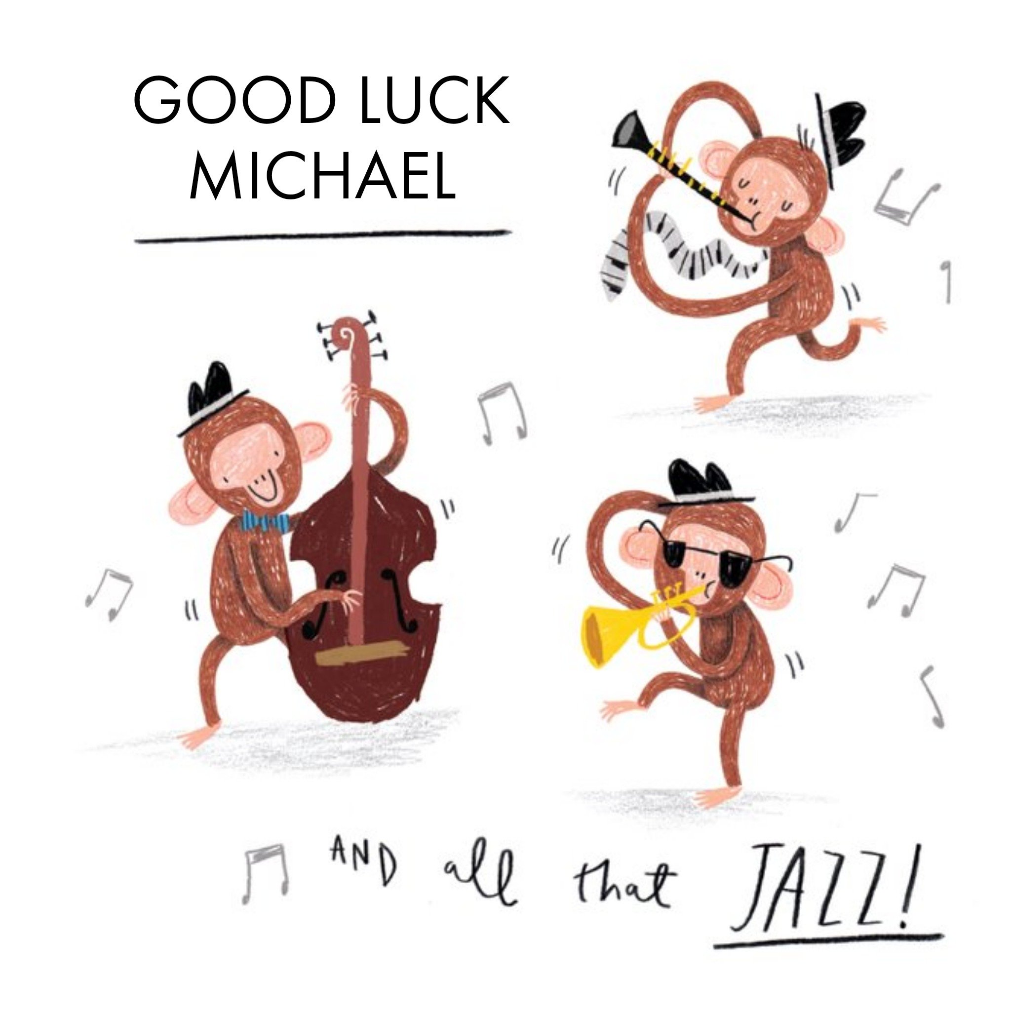 Moonpig All That Jazz Monkeys Personalised Card, Square