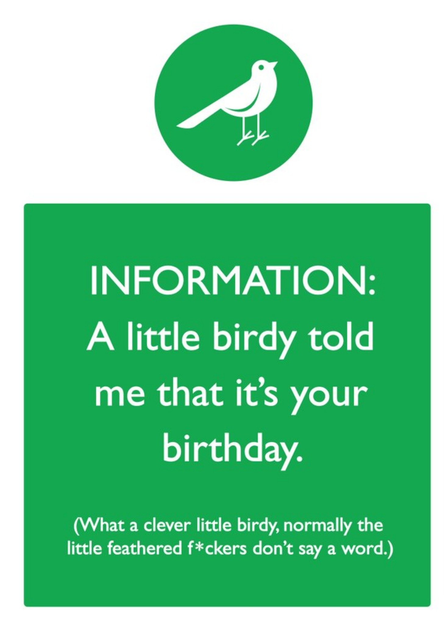 Brainbox Candy Rude Funny A Little Birdy Told Me Its Your Birthday Card