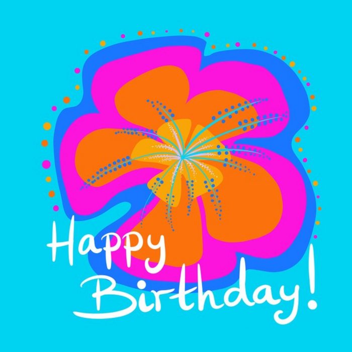 Vibrant Hubiscus Flower Illustration Birthday Card