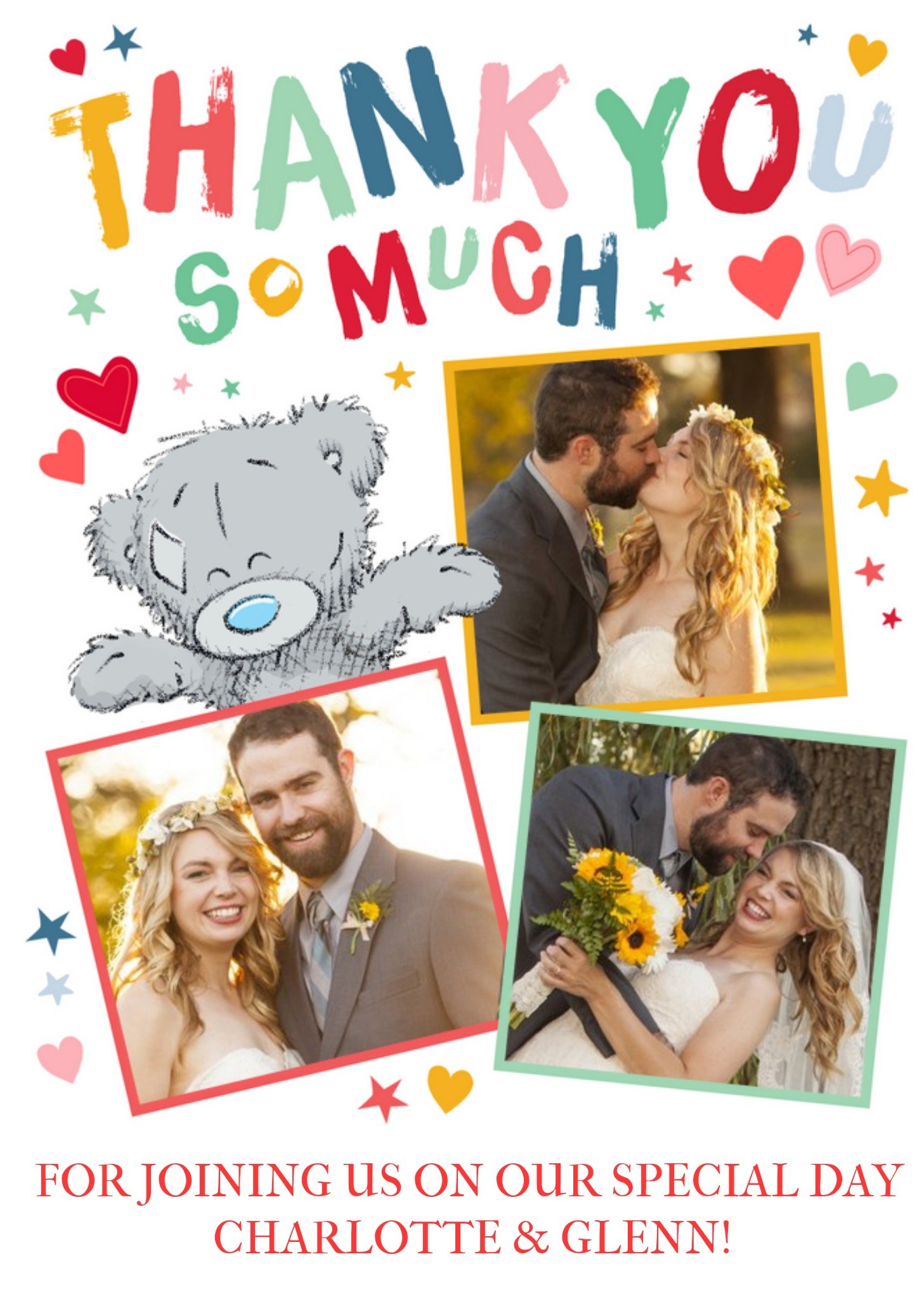 Me To You Tatty Teddy Thank You Wedding Photo Uplaod Card Ecard