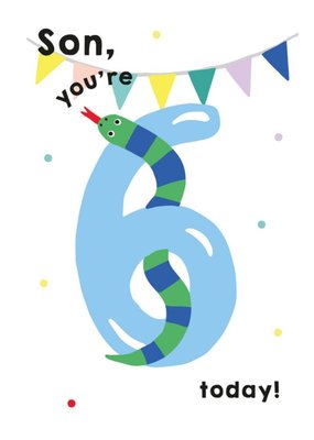 Illustrated Cute Crocodile Party Son Youre 6 Today Birthday Card
