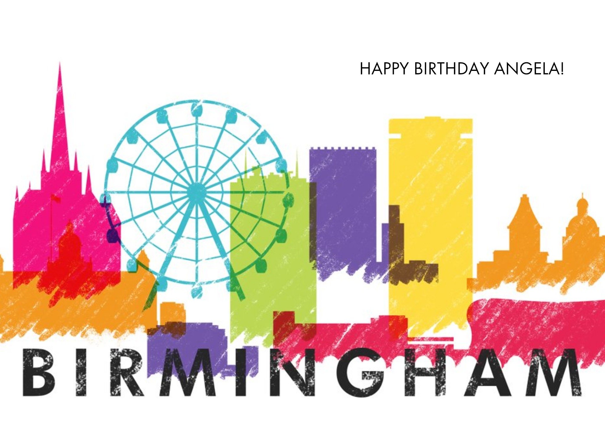 Other Colourful Birmingham Skyline Card Ecard