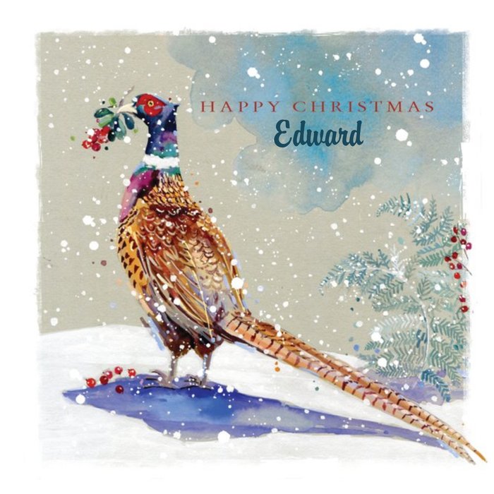Ling Design Personalised Christmas Card With Pheasant