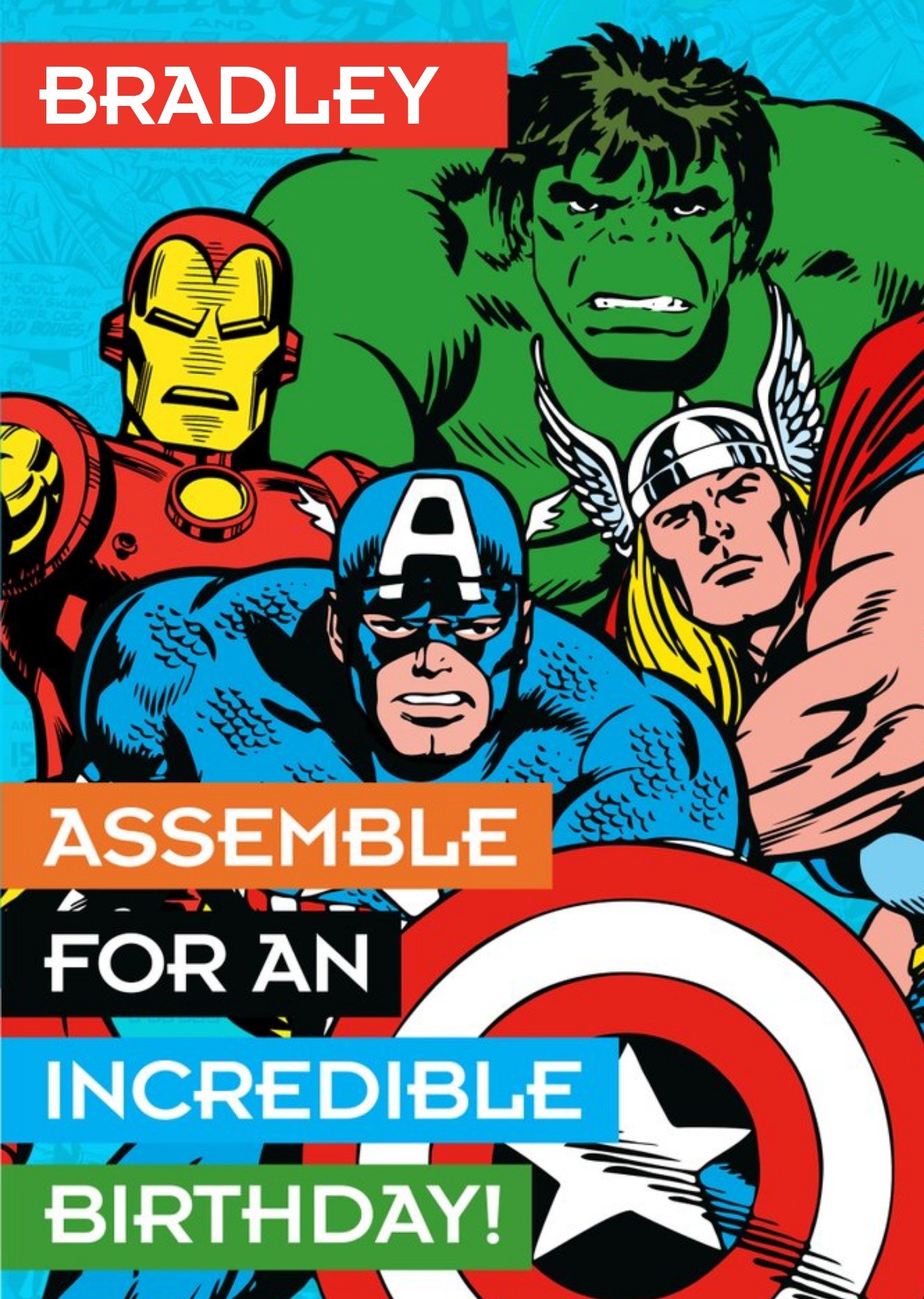 Marvel Personalised Text Avengers Assemble Birthday Card Ecard