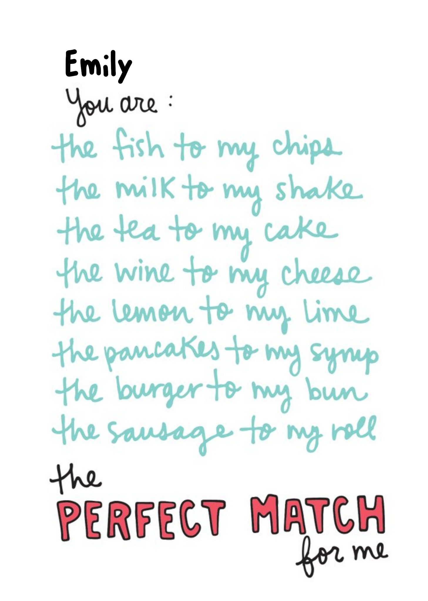 Angela Chick You Are The Perfect Match For Me Anniversary Card Ecard