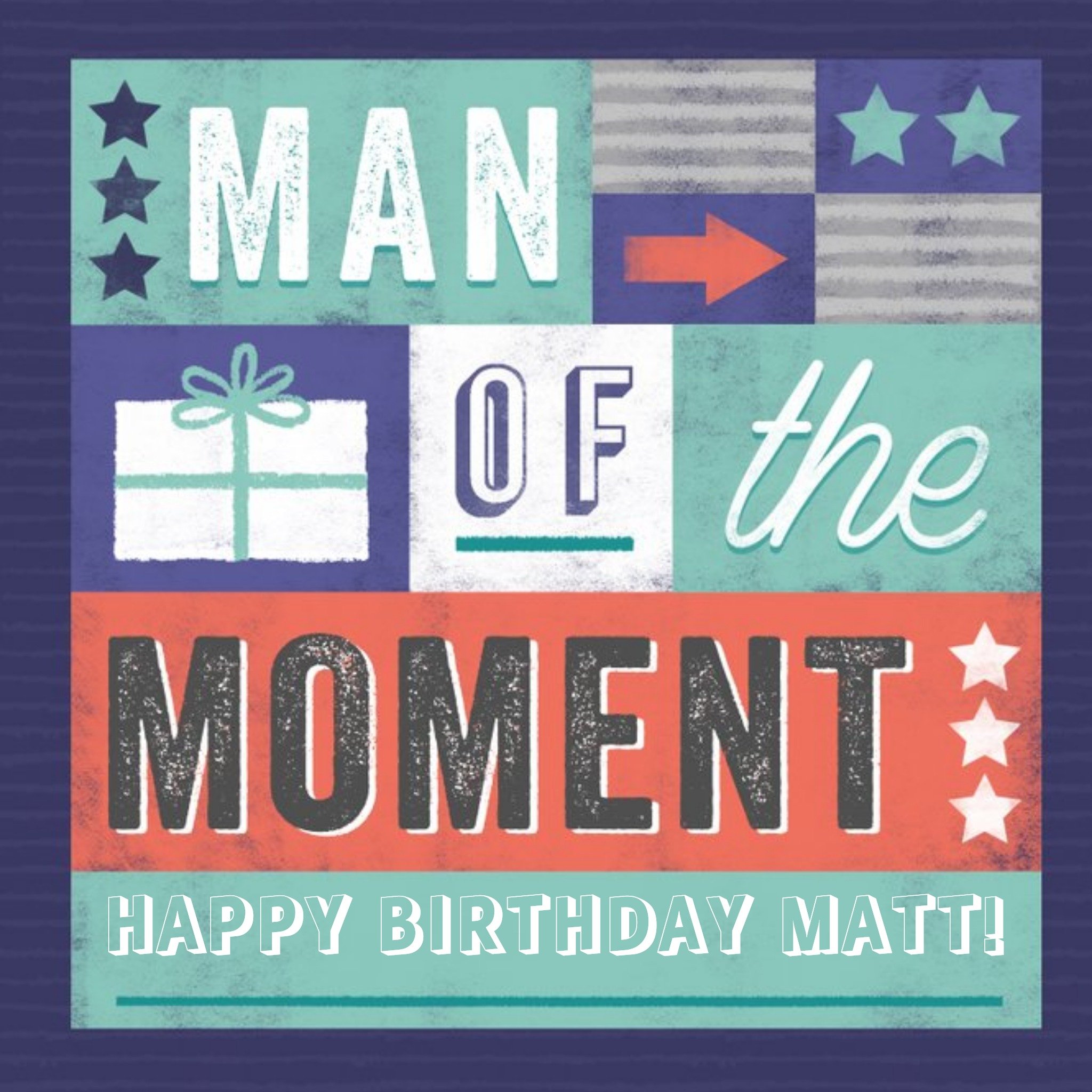 Man Of The Moment Birthday Card, Square