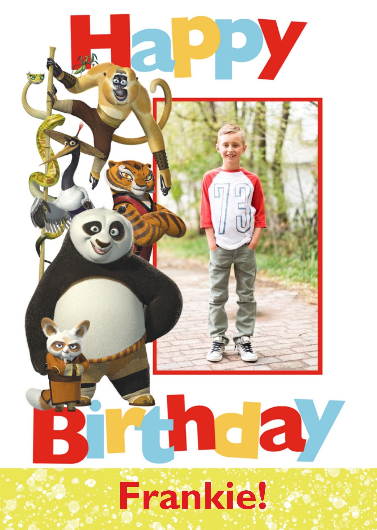 Moonpig Kung Fu Panda Characters Photo Upload Birthday Card, Large