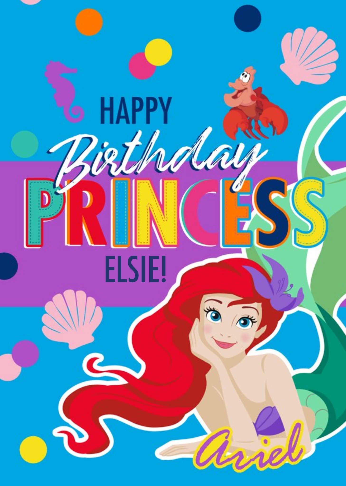 Disney Ariel Happy Birthday Princess Birthday Card Ecard