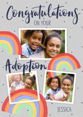 Okey Dokey Design Illustrated Rainbow Customisable Photo Upload Adoption Card
