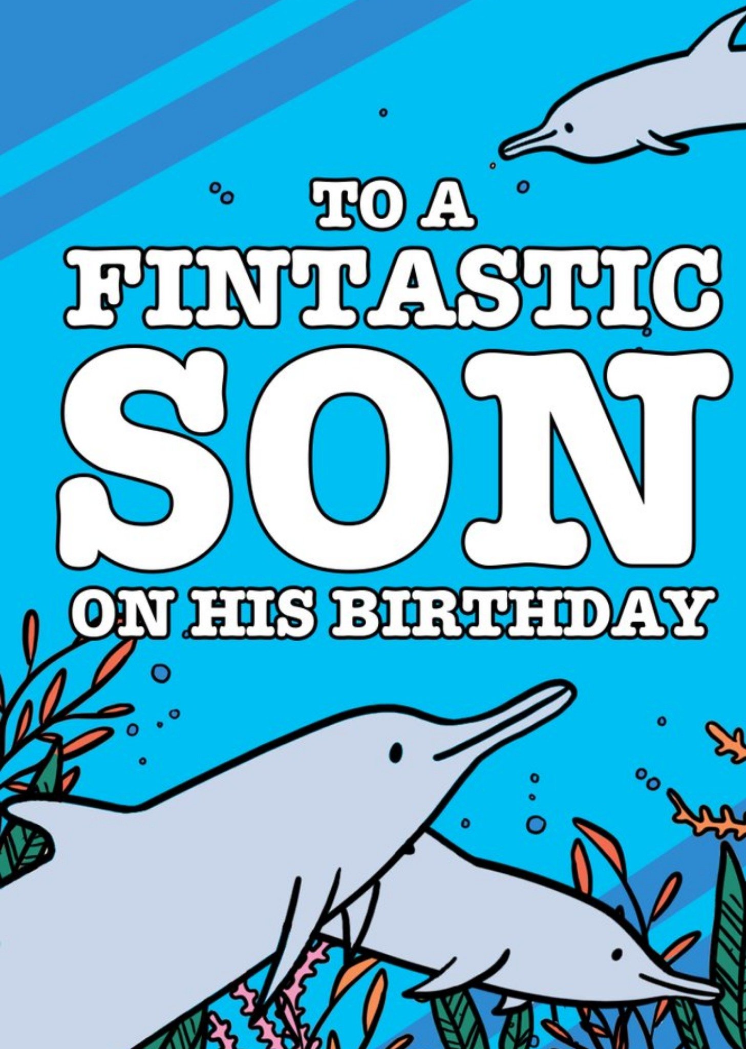 To A Fintastic Son Dolphins Colour In Photo Upload Birthday Card Ecard