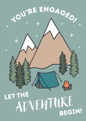 Outdoor Adventure Camping Scene Let The Adventure Begin You're Engaged Card