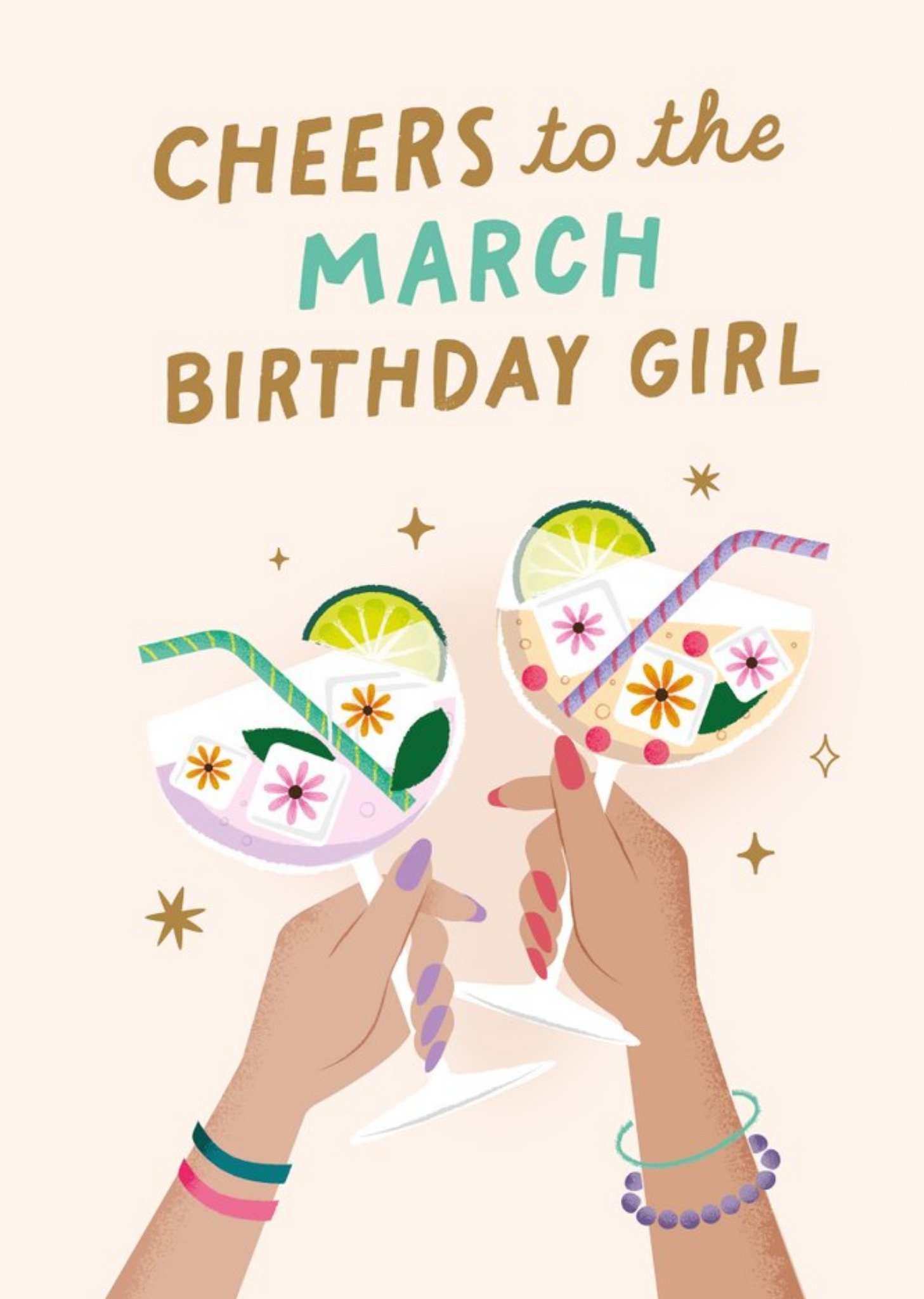 Friends Cheers To The March Birthday Girl Card Ecard