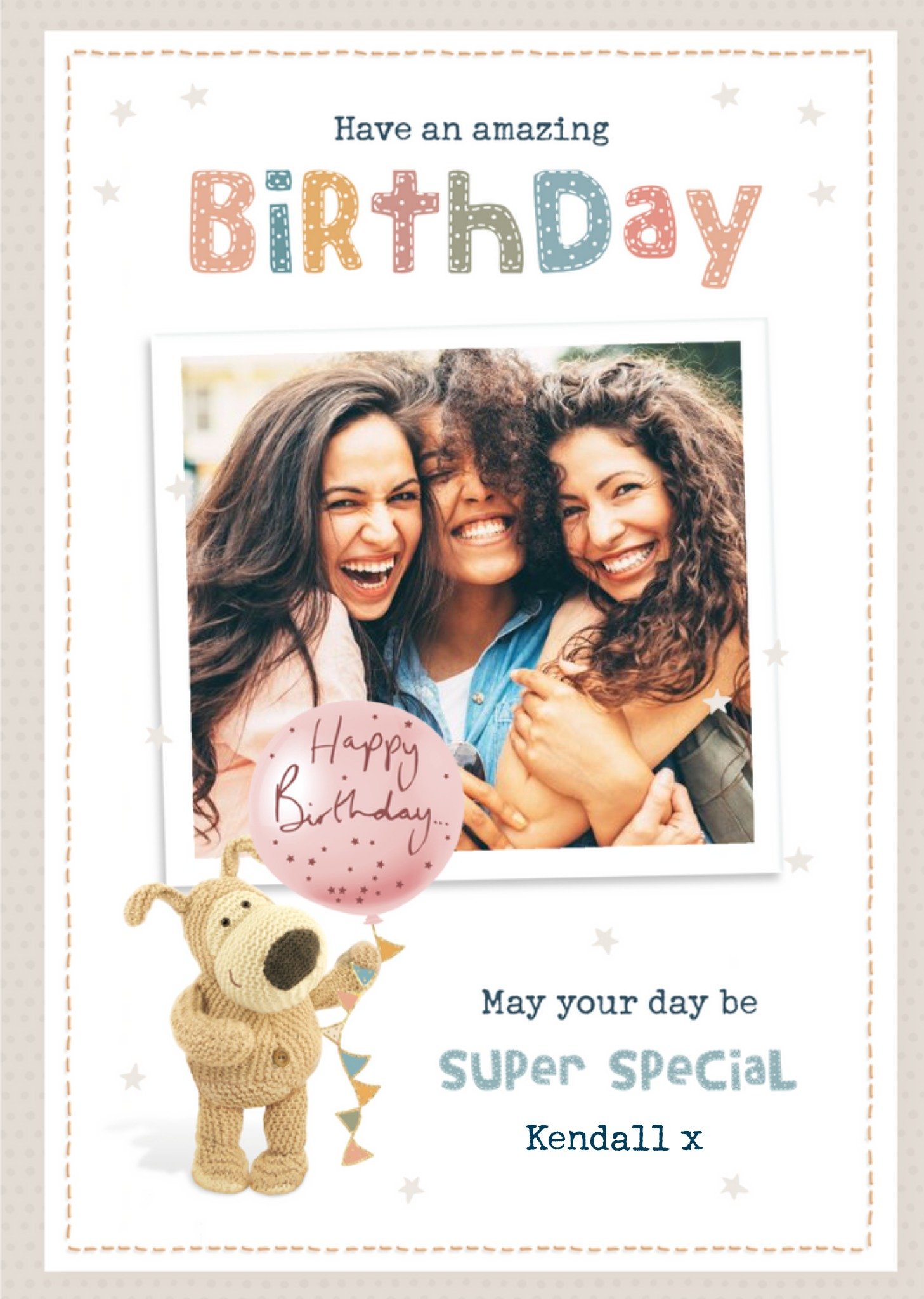 Cute Boofle Have An Amazing Birthday Photo Upload Birthday Card, Large