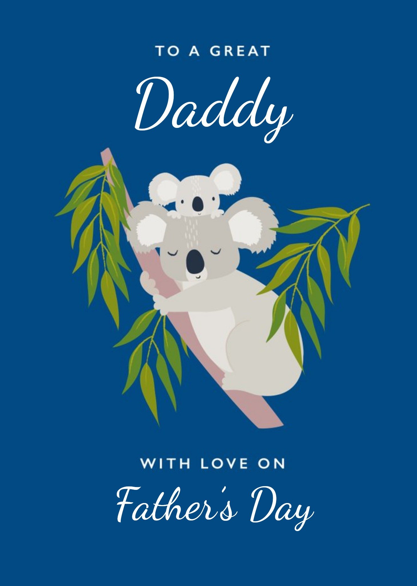 Cute Illustration Of A Koala With A Joey On A Blue Background Father's Day Card Ecard