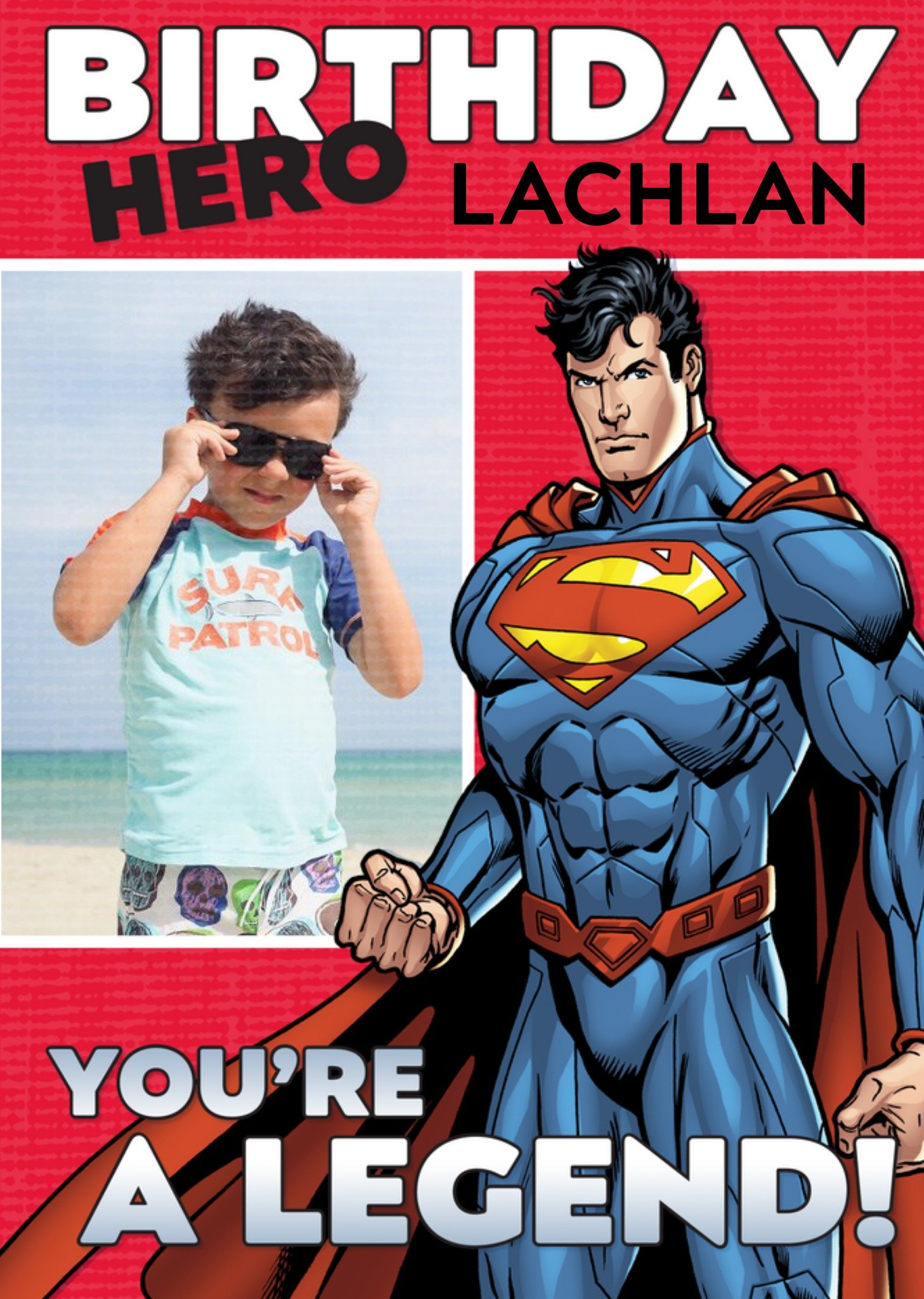 Other Dc Comics Superman Youre A Legend Photo Birthday Card, Large