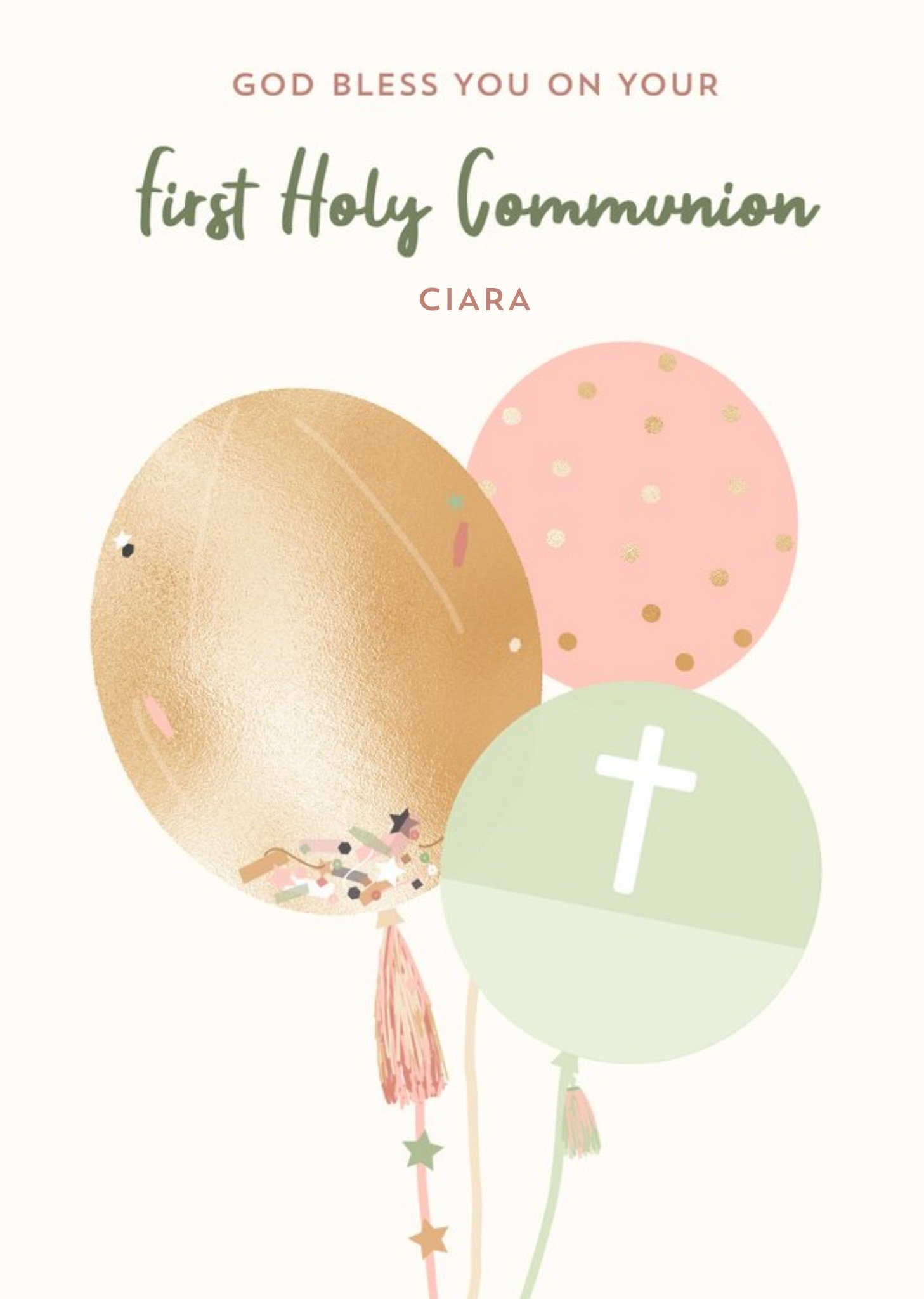 Moonpig Illustrated Patterned Balloon Communion Card, Large