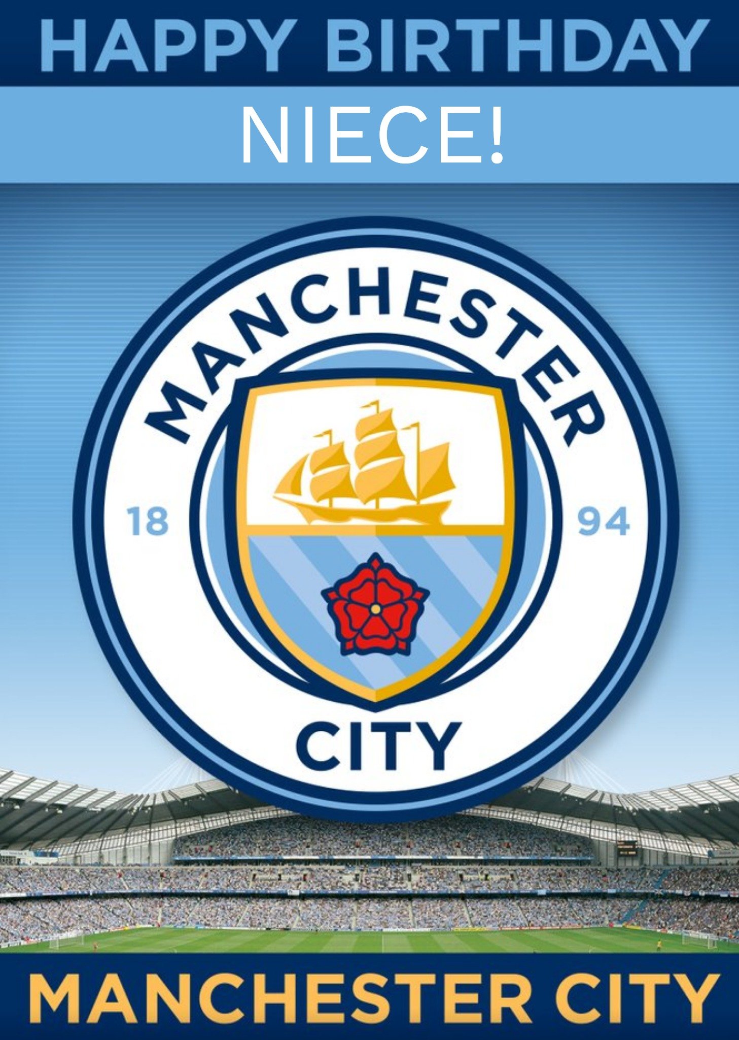 Manchester City Football Niece Birthday Card Ecard