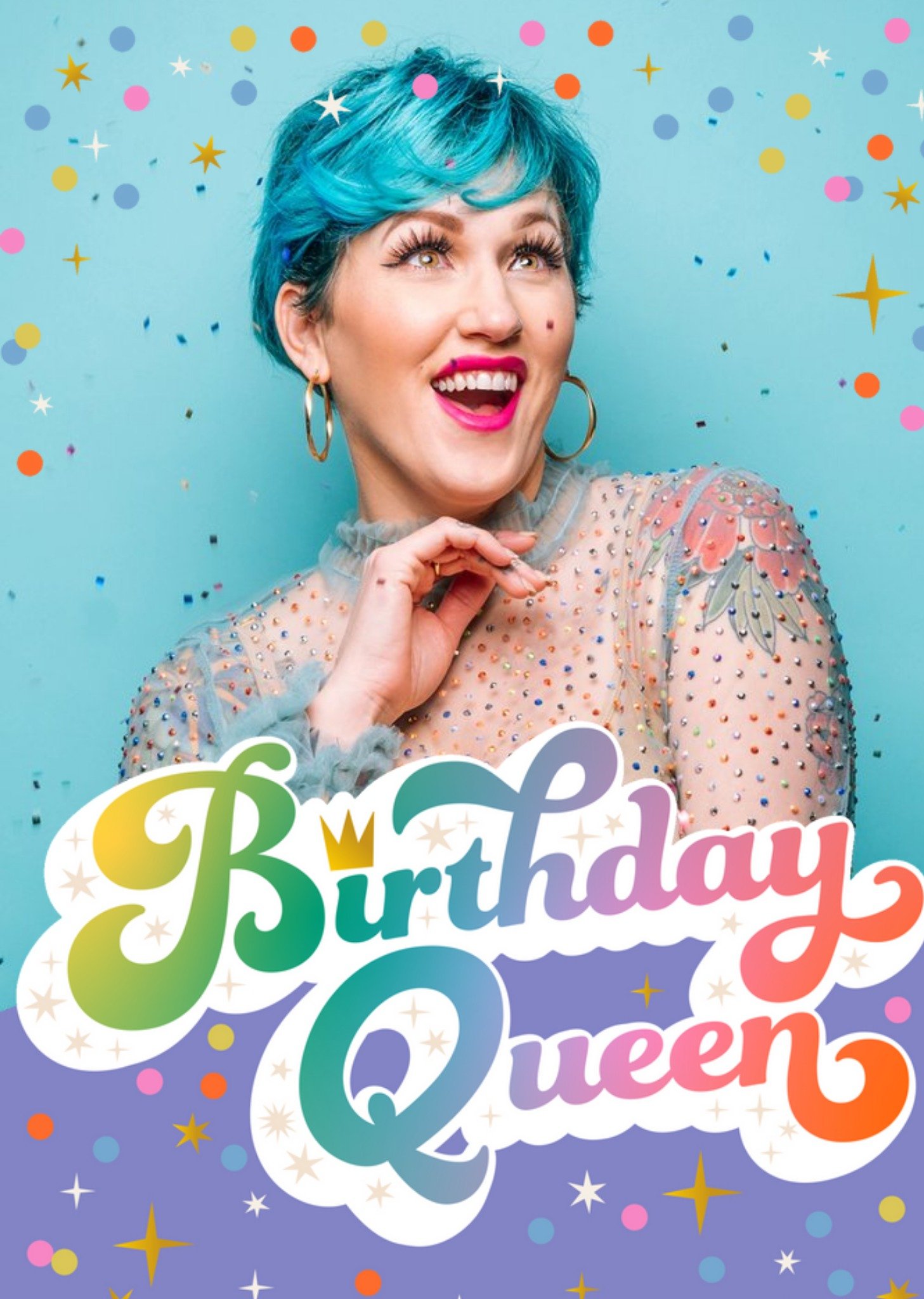 Moonpig Fun Colourful Birthday Queen Photo Upload Card Ecard